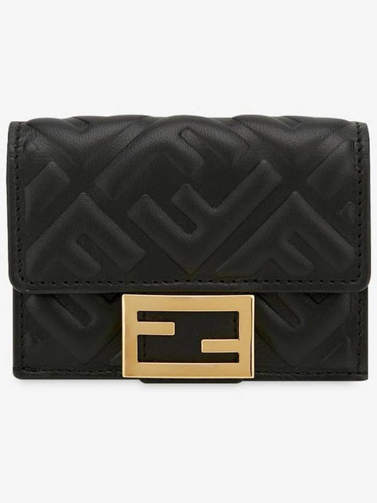 FF Baguette Flap Card Half Wallet Black - FENDI - BALAAN 2