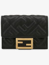 FF Baguette Flap Card Half Wallet Black - FENDI - BALAAN 3