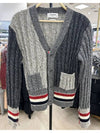 Men's Tonal Funmix Mohair Tweed Cardigan Grey - THOM BROWNE - BALAAN 2