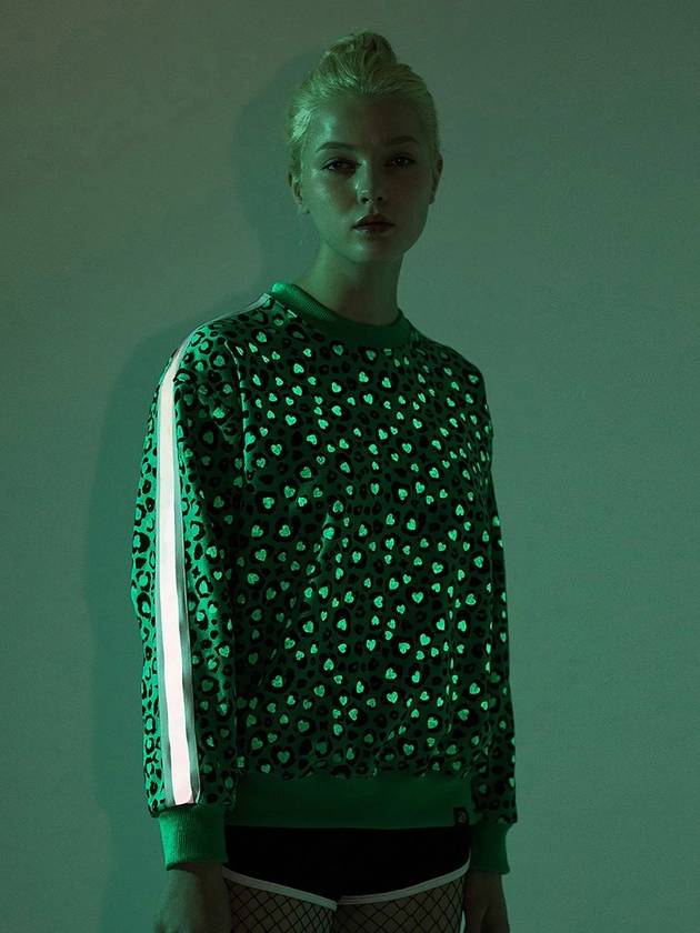 Leopard Reflective Tape Sweatshirt Green - AOX - BALAAN 6