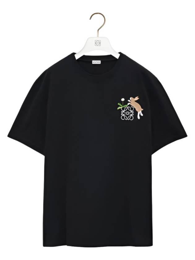 Bunny Anagram Embroidery Regular Fit Short Sleeve T-Shirt Black - LOEWE - BALAAN 2