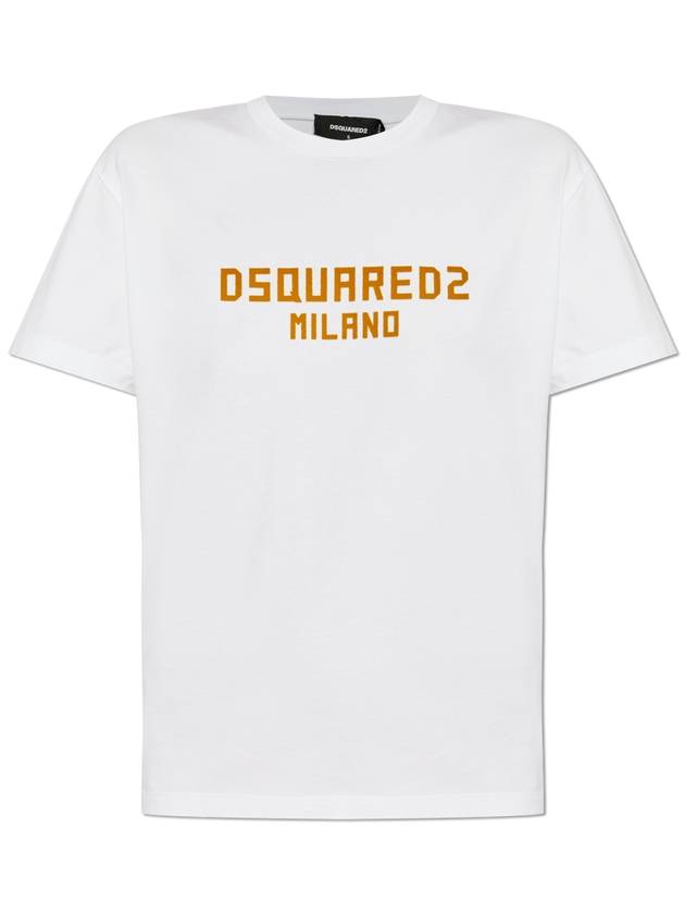 Dsquared2 T-shirt With Velvet Finish Logo, Women's, White - DSQUARED2 - BALAAN 1