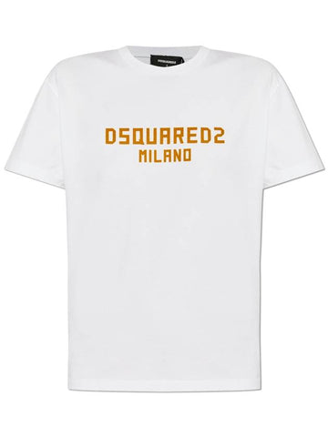 Dsquared2 T-shirt With Velvet Finish Logo, Women's, White - DSQUARED2 - BALAAN 1