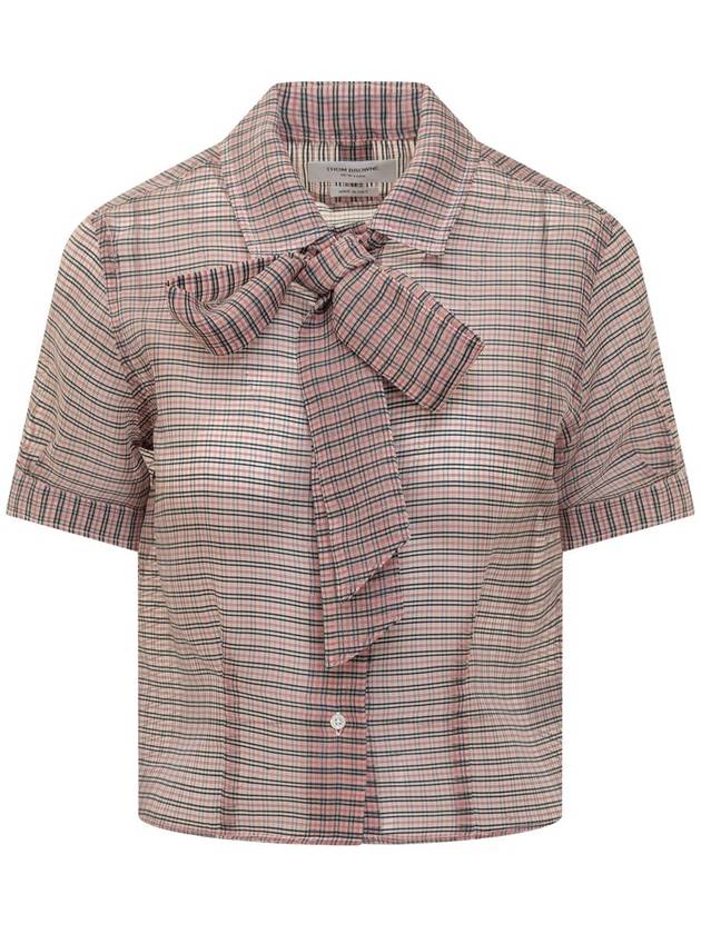 Women's Check Pattern Bow Blouse - THOM BROWNE - BALAAN 2