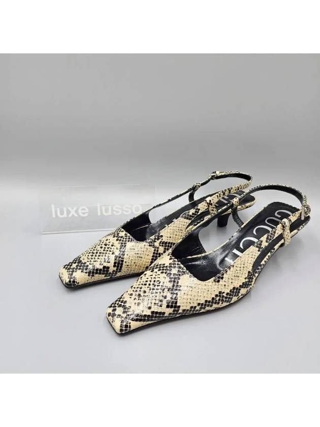 Women s Python Print Slingback Heel Beige - GUCCI - BALAAN 2