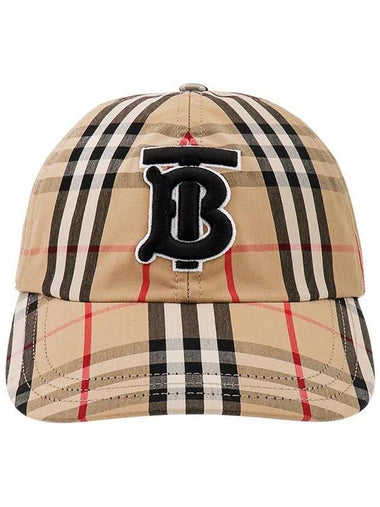 Monogram Motif Vintage Check Cotton Baseball Cap Archive Beige - BURBERRY - BALAAN 1