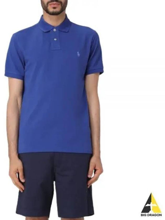 Embroidered Blue Pony Slim Fit Polo Shirt Dark Blue - POLO RALPH LAUREN - BALAAN 2