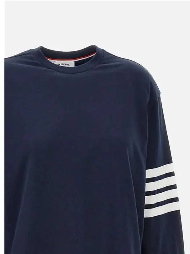 Engineered 4 Bar Medium Weight Jersey Oversized Long Sleeved T-Shirt Navy - THOM BROWNE - BALAAN 5