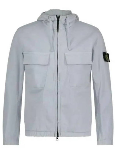 Cotton Twill Stretch Hooded Jacket Blue - STONE ISLAND - BALAAN 2