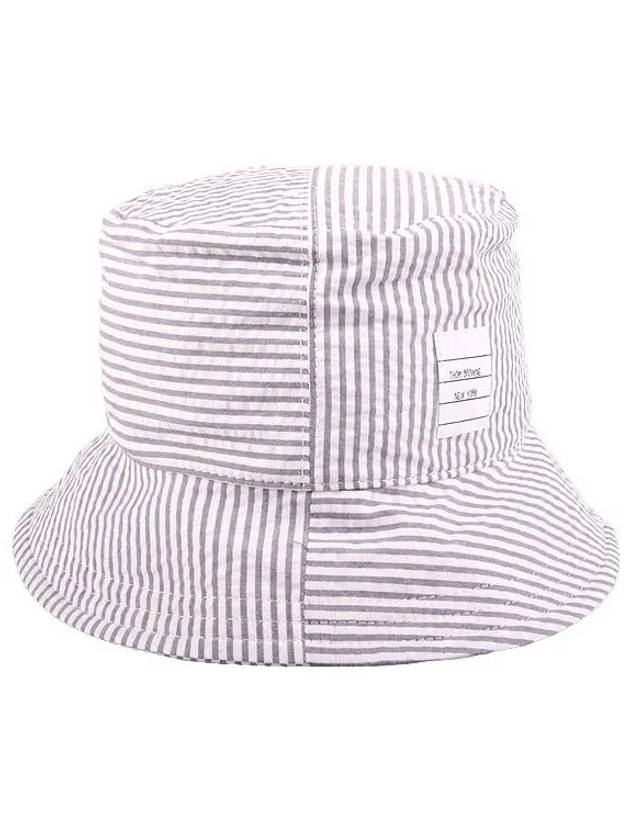 Quarter Combo Striped  Cotton Bucket Hat Grey - THOM BROWNE - BALAAN 2