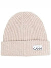 Logo Patch Knit Beanie Sand - GANNI - BALAAN 2