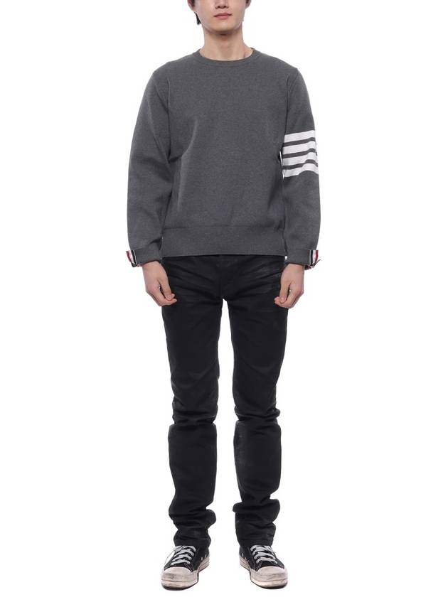 4 Bar Armband Milano Stitch Knit Top Mid Grey - THOM BROWNE - BALAAN 4