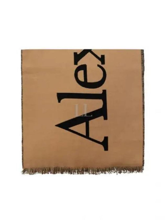 Oversized Logo Intarsia Muffler Beige Black - ALEXANDER MCQUEEN - BALAAN 2