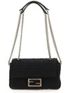 Baguette FF Fabric Chain Mini Bag Black - FENDI - BALAAN 2