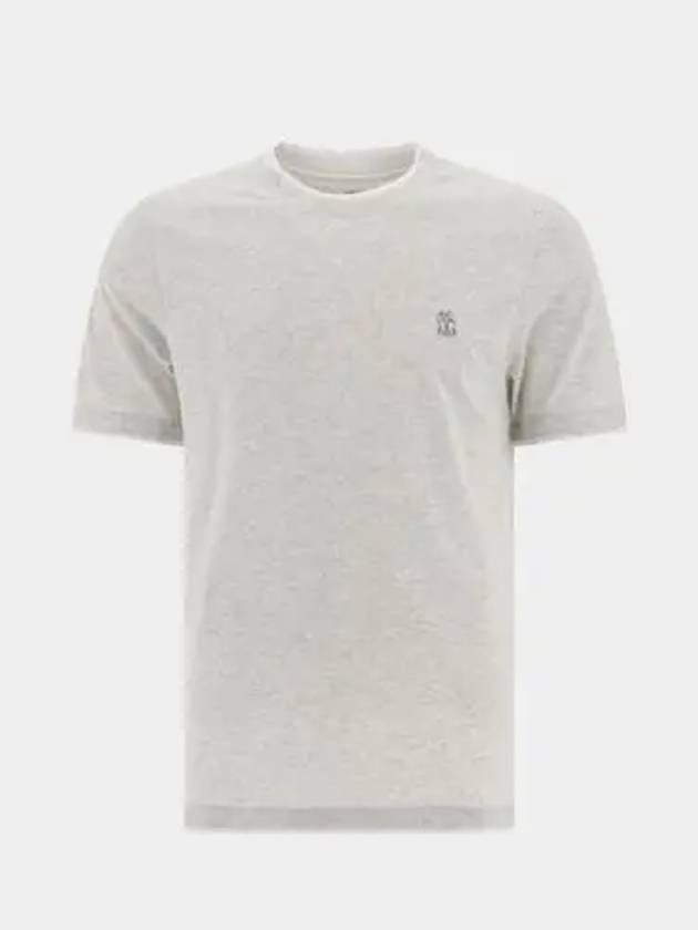 Logo Cotton Short-Sleeved T-Shirt Grey - BRUNELLO CUCINELLI - BALAAN 2