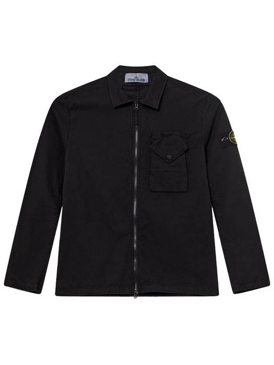 Stretch Cotton Gabardine Overshirt Jacket Black - STONE ISLAND - BALAAN 2