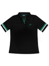 WOMEN REGULAR-FIT OPEN COLLAR RIBBED POLO SHIRT BLACK - MEASPHERA - BALAAN 1