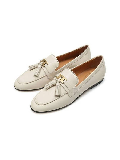 Tassel Embellished Leather Loafers White - TOD'S - BALAAN 2