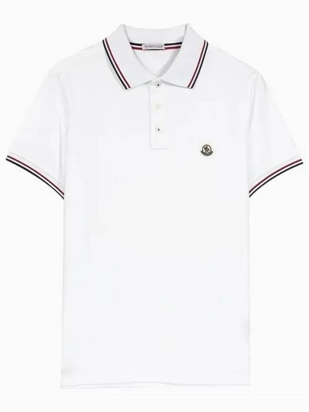 Logo Patch Short Sleeve Polo Optical White - MONCLER - BALAAN 2