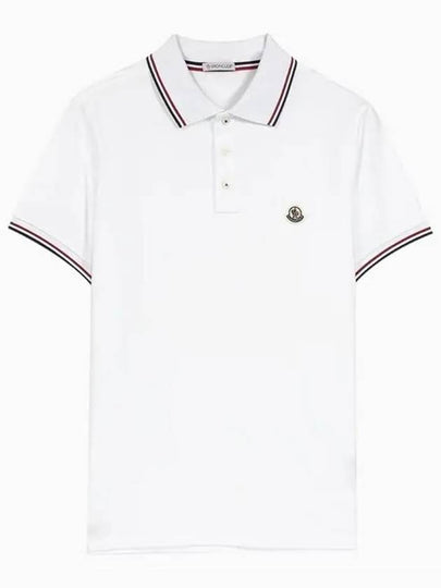 Logo Patch Short Sleeve Polo Optical White - MONCLER - BALAAN 2