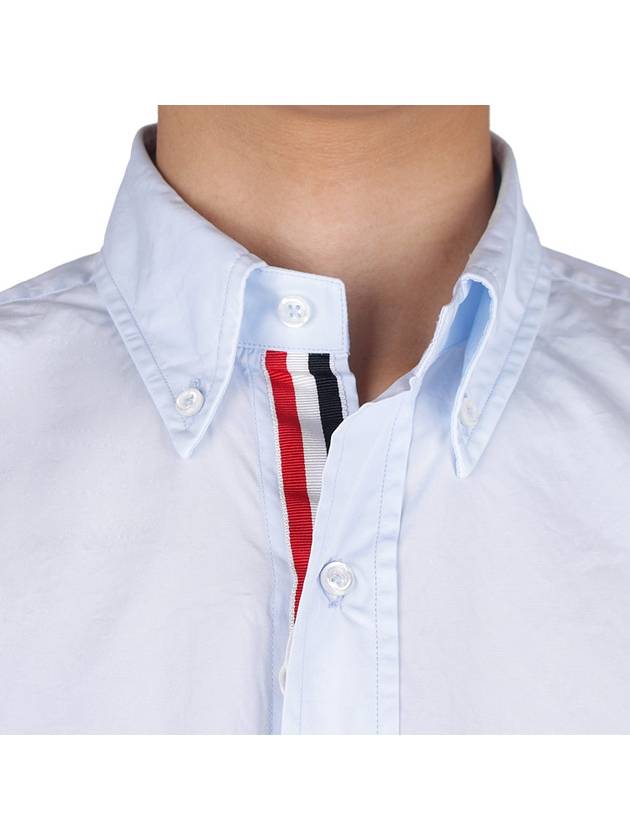 Men's Grosgrain Placket Solid Poplin Long Sleeve Shirt Light Blue - THOM BROWNE - BALAAN 6