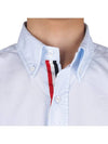 Men's Grosgrain Placket Solid Poplin Long Sleeve Shirt Light Blue - THOM BROWNE - BALAAN 6