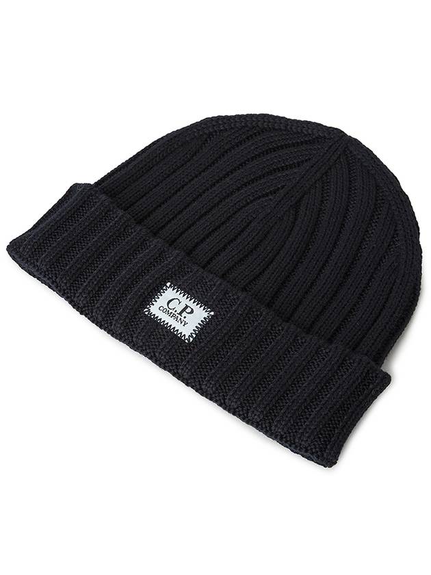 Extra Fine Merino Wool Logo Beanie Navy - CP COMPANY - BALAAN 4