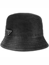 Triangle Logo Denim Bucket Hat Black - PRADA - BALAAN 4