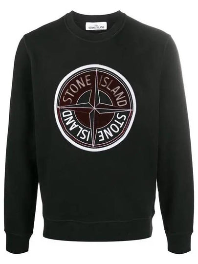 Compass Embroidery Logo Sweatshirt Black - STONE ISLAND - BALAAN 2