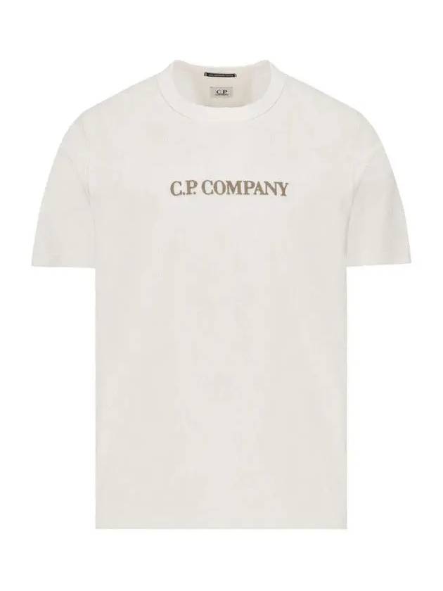 Embroidered Logo Crew Neck Cotton Short Sleeve T-Shirt White - CP COMPANY - BALAAN 3