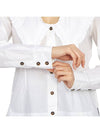 Women's Wide Collar Plunge Neck Cotton Shirt White - GANNI - BALAAN 11