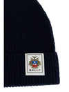 Logo Patch Wool Beanie Black - BALLY - BALAAN 4