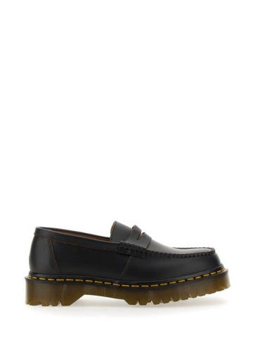 Fenton Becks Yellow Stitch Quillon Leather Loafers Black - DR. MARTENS - BALAAN 1
