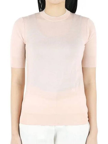 Women's Leyton Round Neck Short Sleeve Knit Top Light Pink - LORO PIANA - BALAAN 1