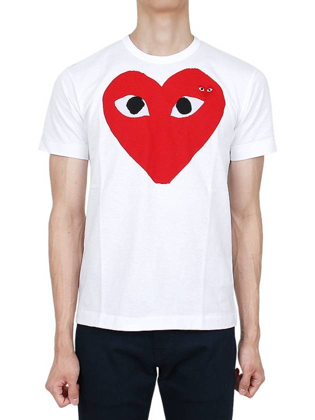 Double Heart Short Sleeve T-Shirt White - COMME DES GARCONS - BALAAN 3