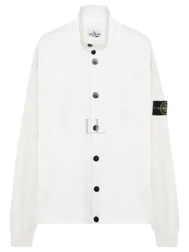 Badge Button Knit Cardigan White - STONE ISLAND - BALAAN 2