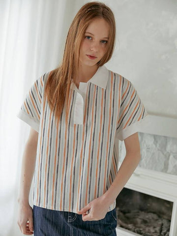 Women's Striped Shirt White PLAY - TINA BLOSSOM - BALAAN 1
