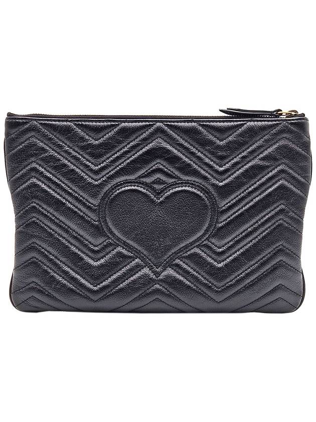 Gucci 525541 Black Matelasse Chevron GG Marmont Pouch Clutch - GUCCI - BALAAN 4