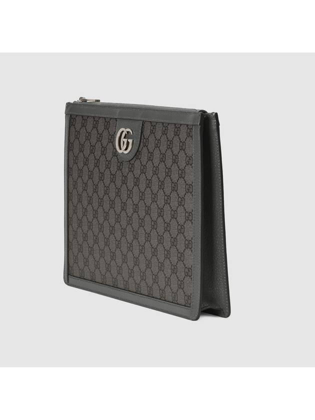Signature GG Logo Leather Brief Case Gray - GUCCI - BALAAN.