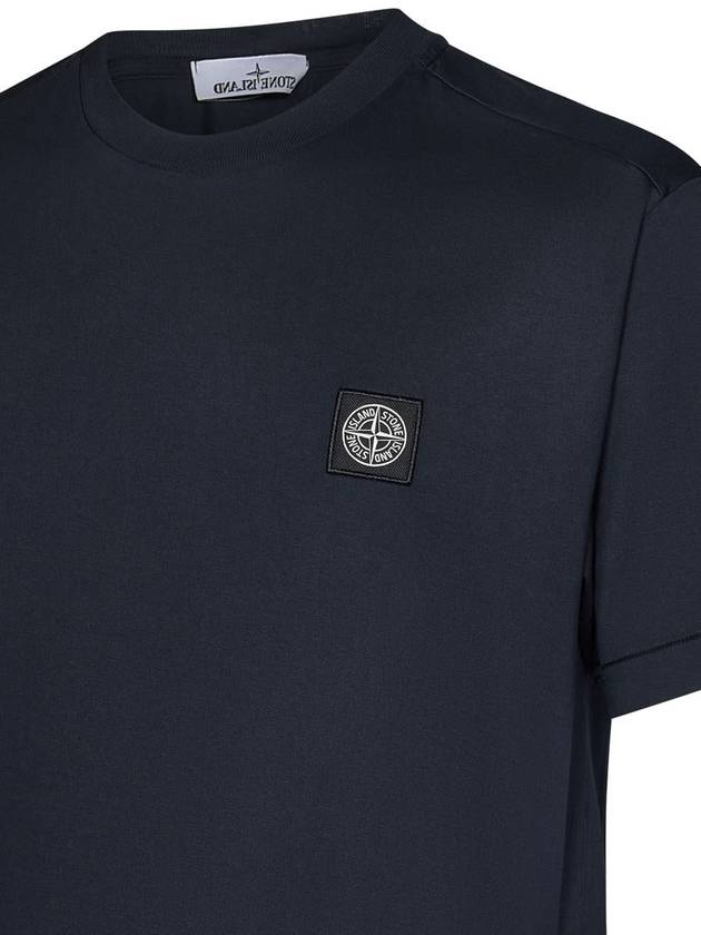 Logo Patch Short Sleeve T-Shirt Navy - STONE ISLAND - BALAAN 4