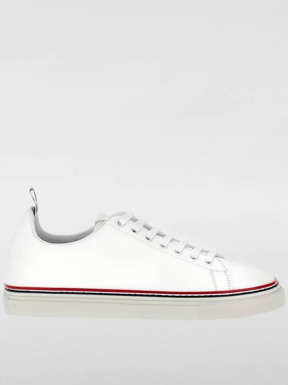 Tennis Vitello Calf Leather Low Top Sneakers White - THOM BROWNE - BALAAN 2