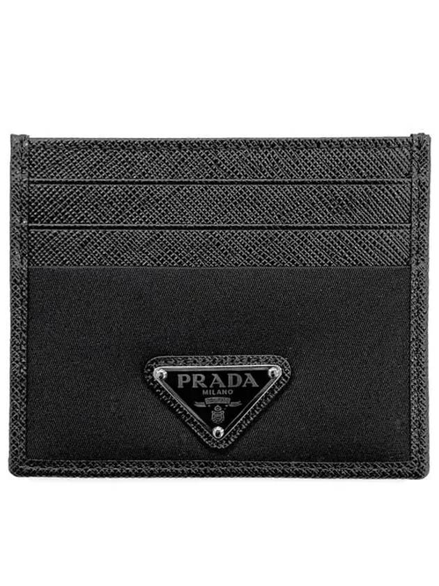 Re-Nylon Saffiano Leather Card Wallet Black - PRADA - BALAAN 2