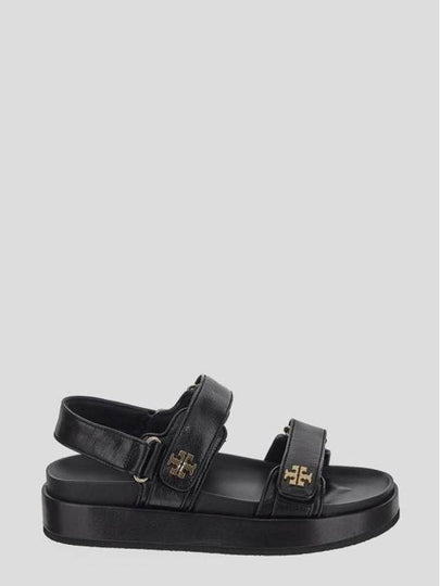 Kira Sports Logo Leather Sandals Black - TORY BURCH - BALAAN 2