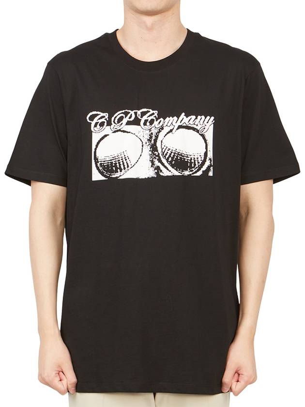 Print Cotton Short Sleeve T-Shirt Black - CP COMPANY - BALAAN 2