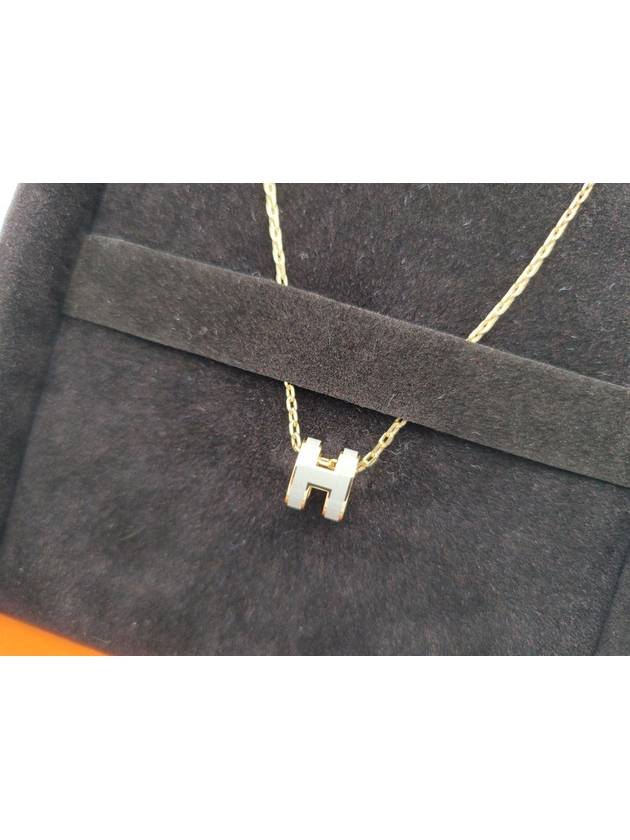 Mini Pop H Pendant Necklace Gold Marron Glace - HERMES - BALAAN 4