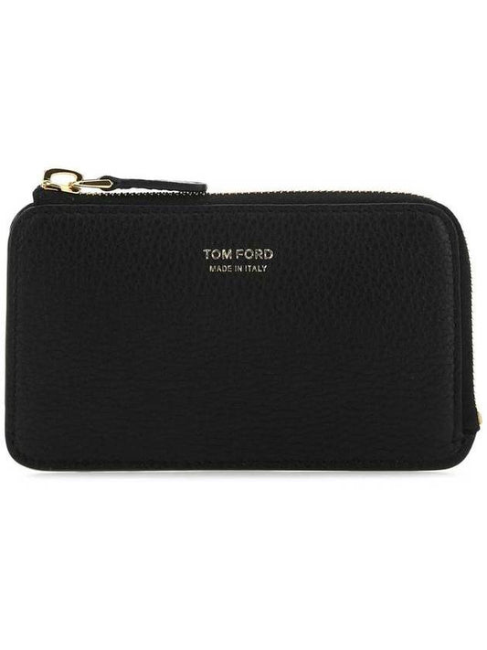 Softgrain Zipper Card Wallet Black - TOM FORD - BALAAN 1