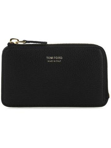 Softgrain Zipper Card Wallet Black - TOM FORD - BALAAN 1