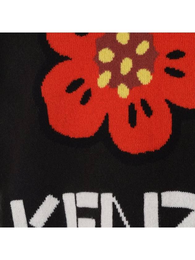 Boke Flower Merino Wool Knit Top Black - KENZO - BALAAN 4