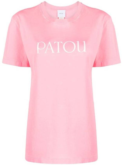 Logo Cotton Short Sleeve T-Shirt Pink - PATOU - BALAAN 2