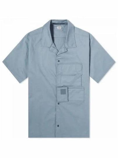 Metropolis Gabardine Short Sleeve Shirt Turbulence - CP COMPANY - BALAAN 2